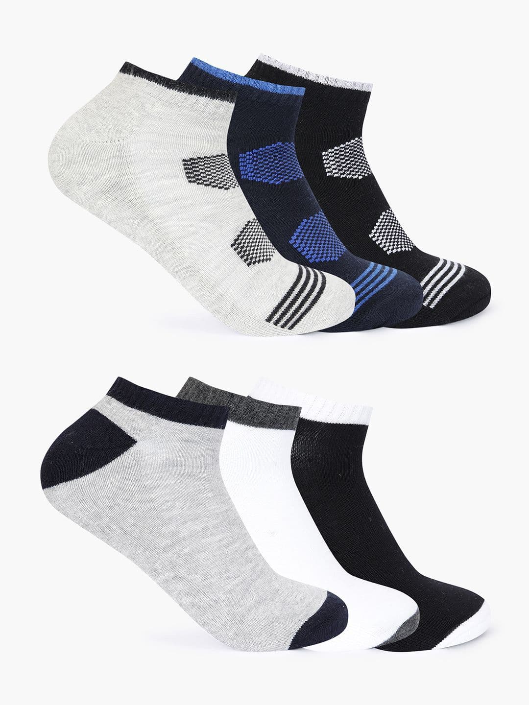 Mast & Harbour Unisex Pack Of 6 Patterned Ankle-Length Socks - view 1
