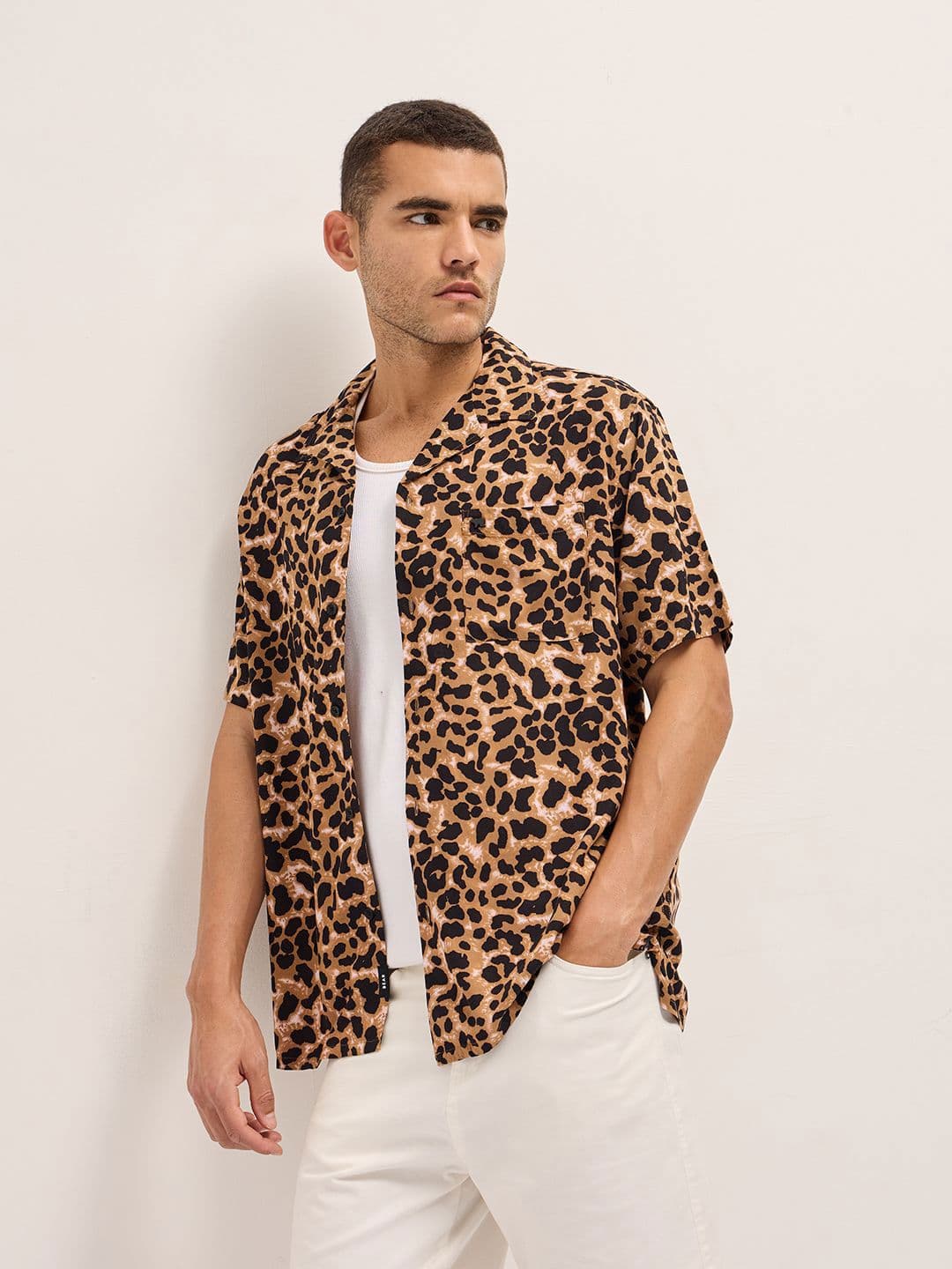 THE BEAR HOUSE Men Relaxed Fit Cuban Collar Animal Printed Casual Shirt - view 1