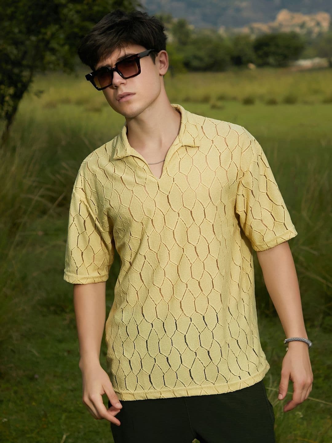 CAHOOT Men Self Design Polo Collar Cotton T-shirt - view 1