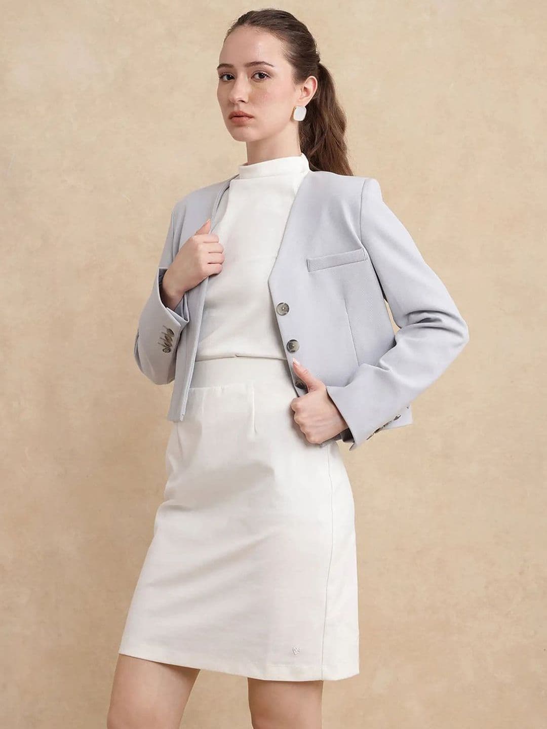RAREISM Women White Plain Straight Fit Skirt - view 1