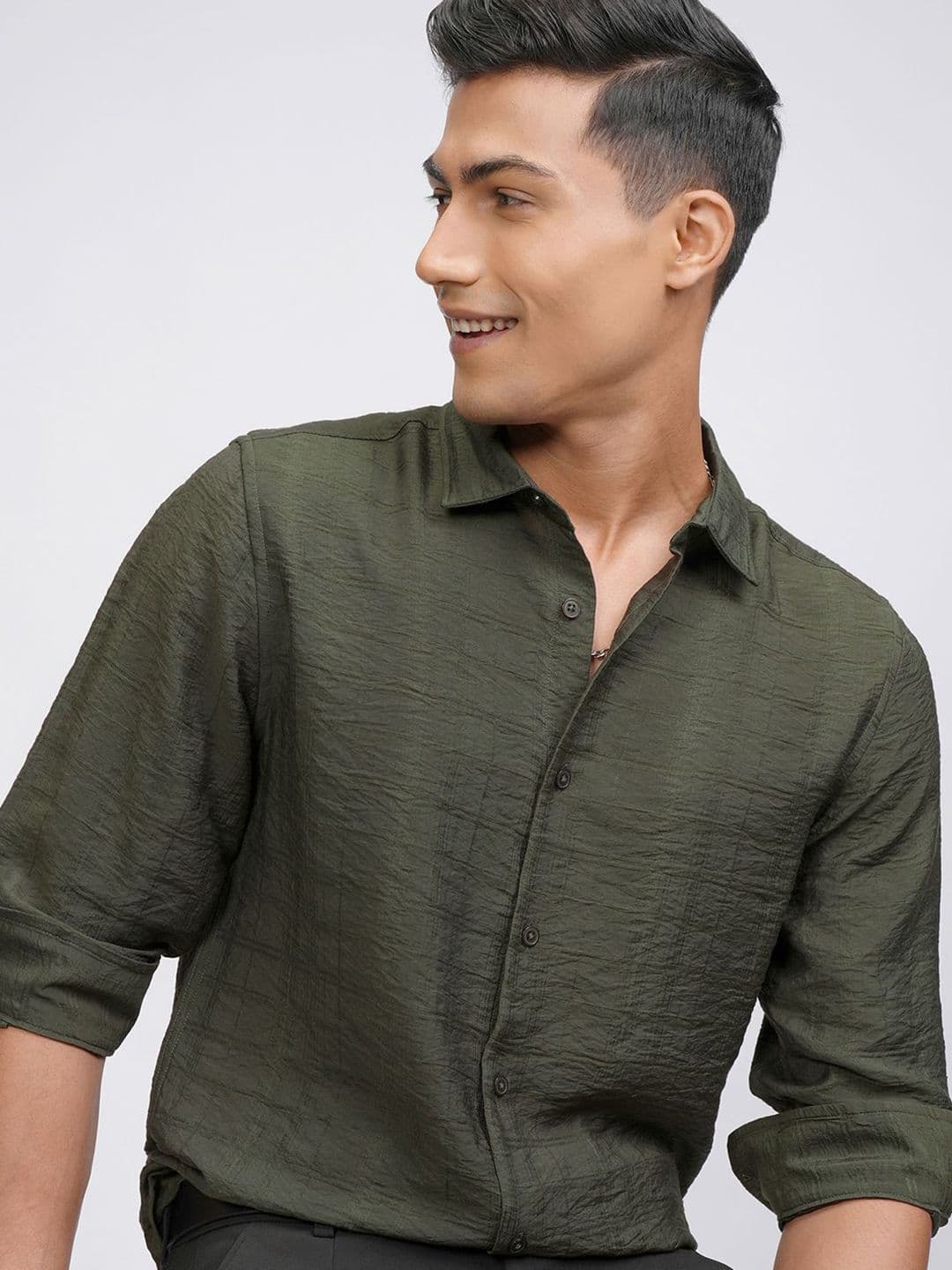 HIGHLANDER Men Spread Collar Textured Casual Shirt - view 1