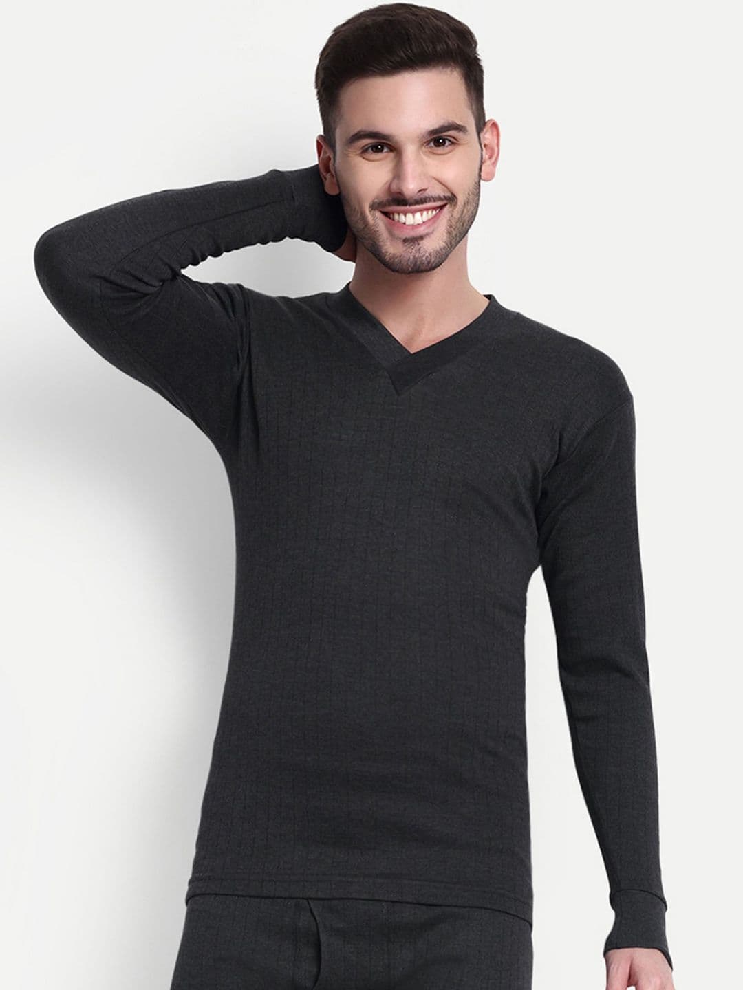 inner element Men Cotton V-Neck Stretchable Thermal Top - view 1