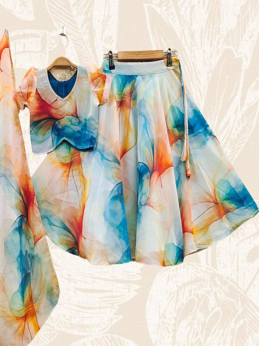 BAESD Girls Dyed Tie and Dye Ready to Wear Lehenga & Blouse With Dupatta - view 1