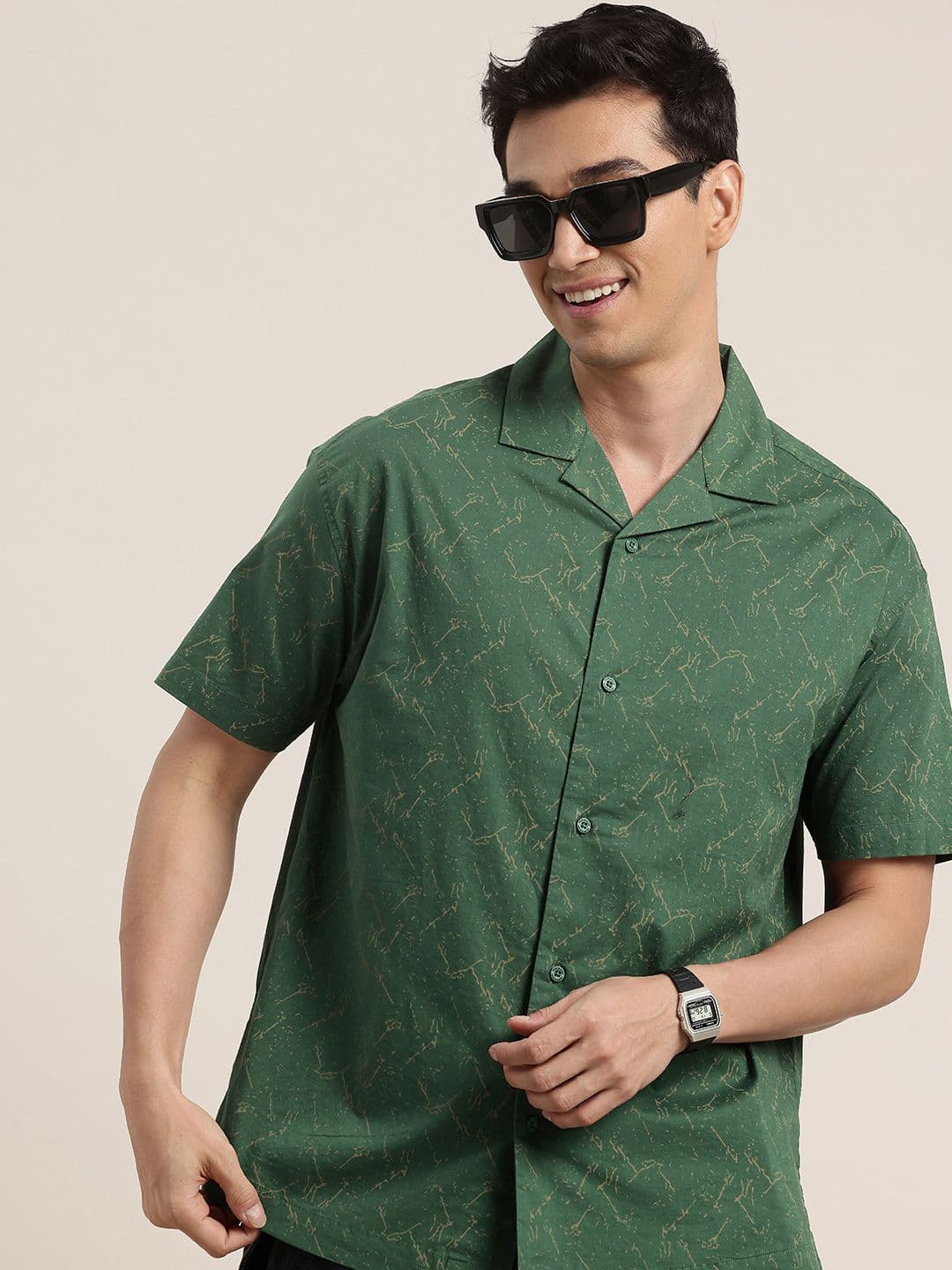 HERE&NOW Pure Cotton Abstract Printed Relaxed Fit Casual Shirt - view 1