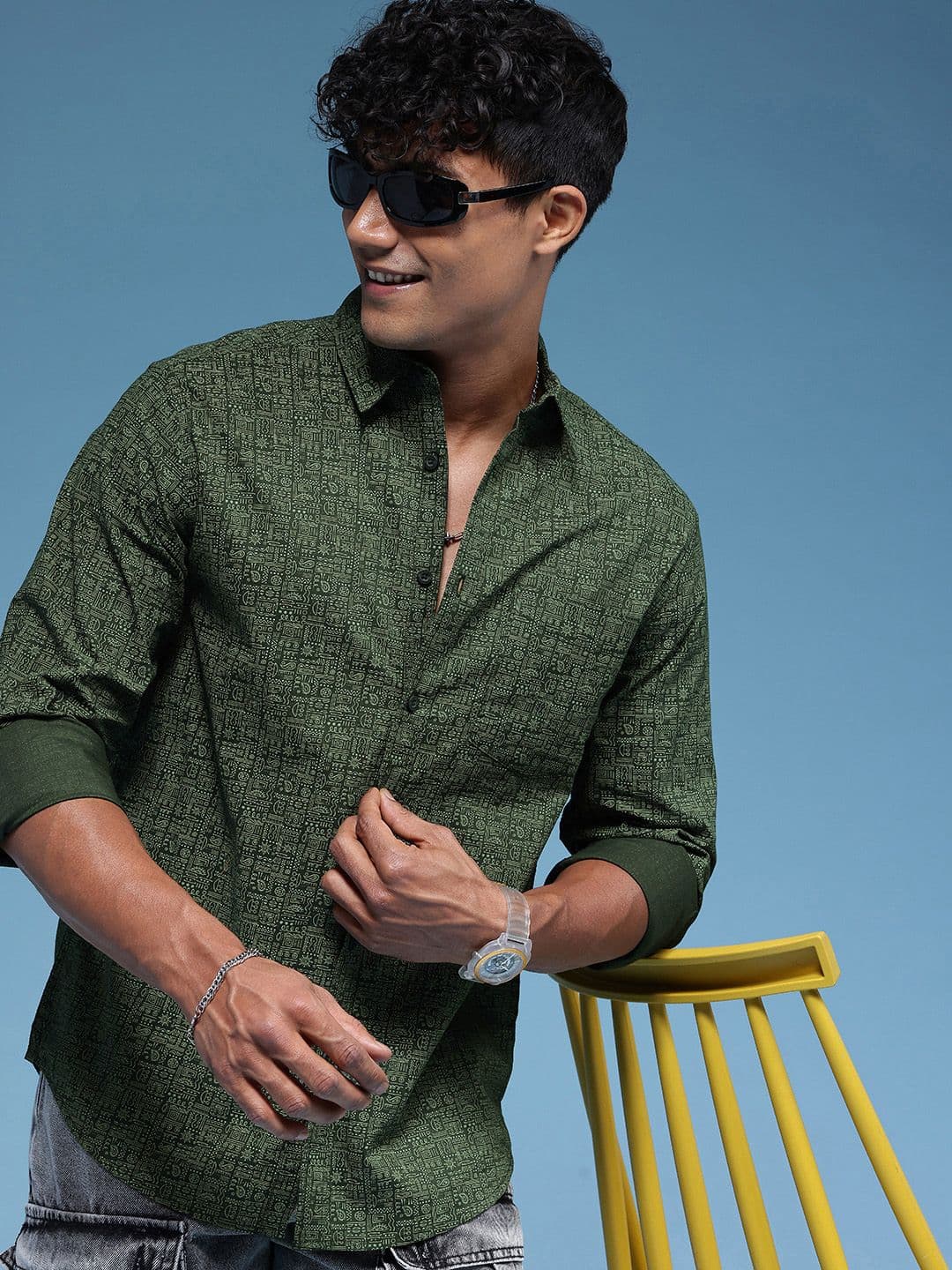 HERE&NOW Pure Cotton Geometric Printed Shirt - view 1