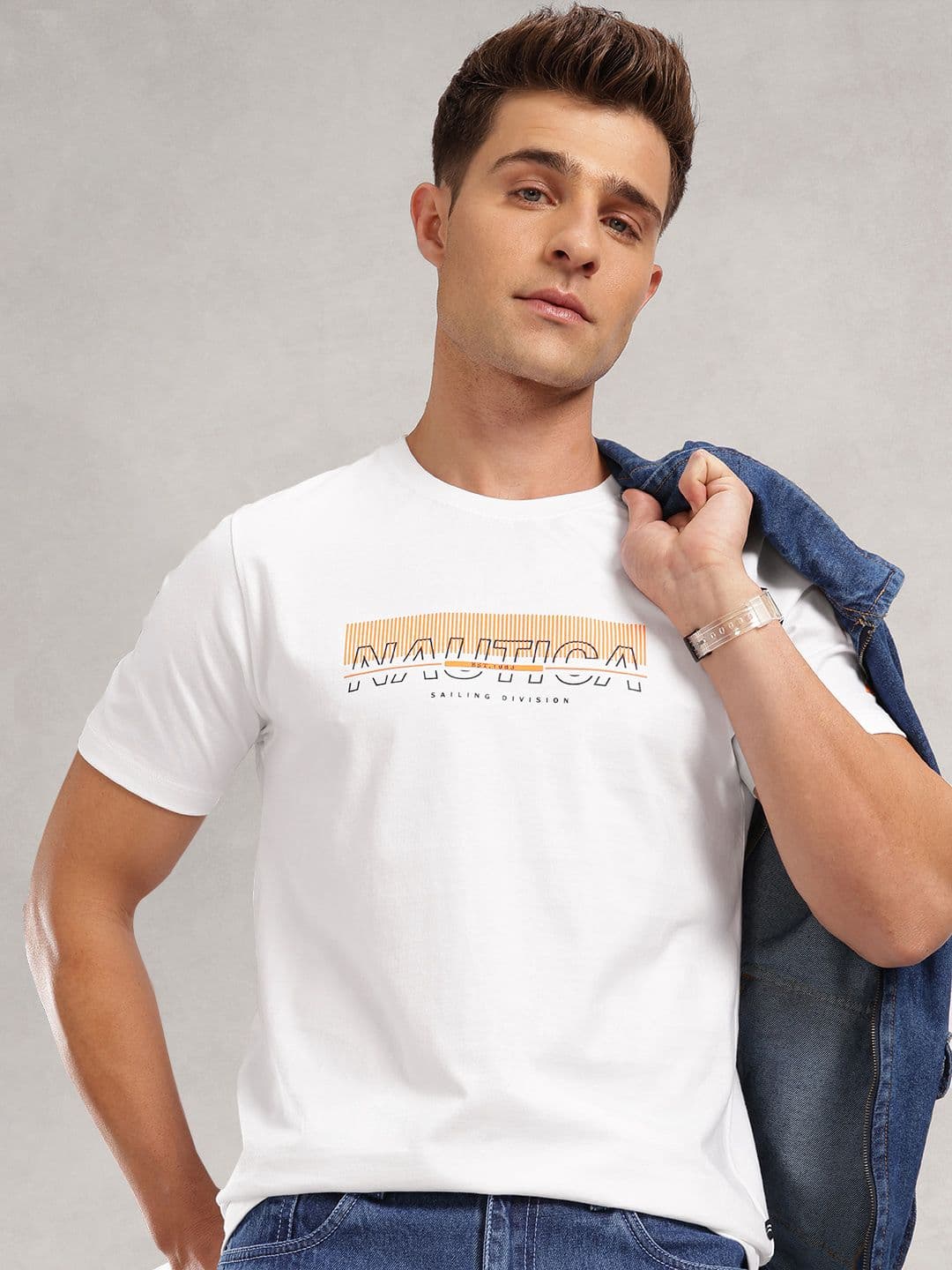 Nautica Brand Logo Printed Pure Cotton T-shirt - view 1