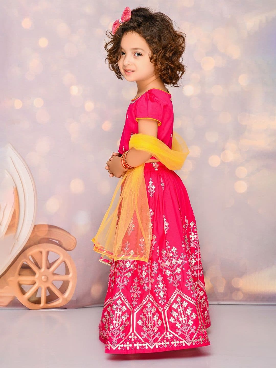 SAKA DESIGNS Girls Embroidered Sequinned Ready to Wear Lehenga & Blouse With Dupatta - view 1