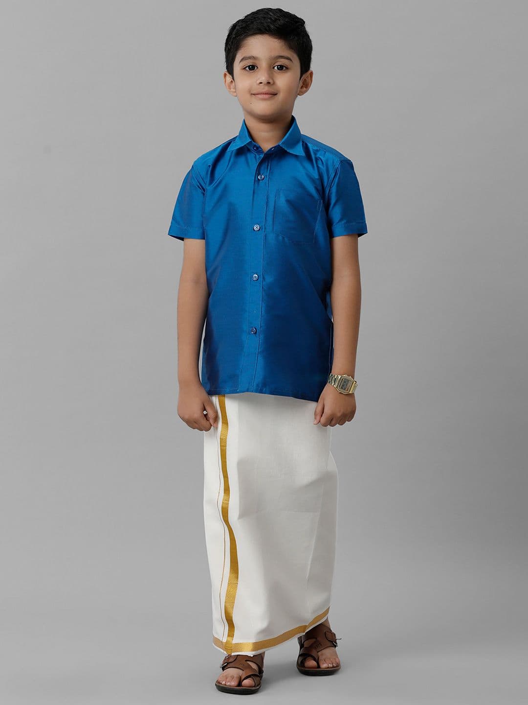 Ramraj Boys Short Sleeves Shirt with Dhoti - view 1