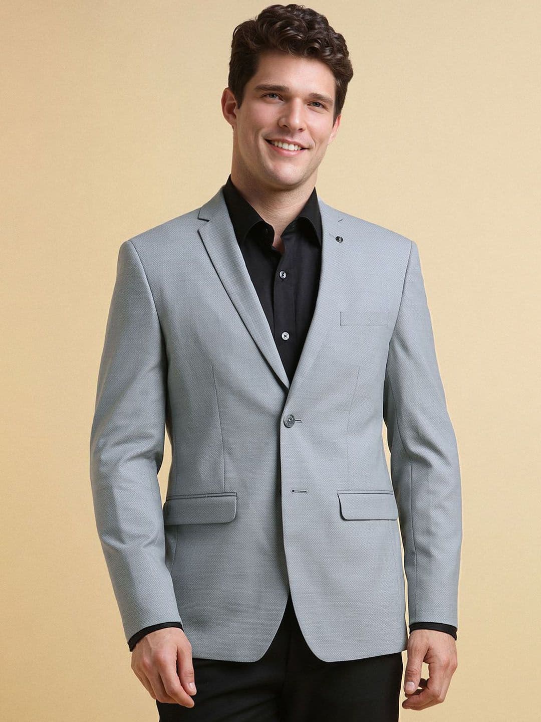 Allen Solly Self Design Slim-Fit Single Breasted Formal Blazer - view 1