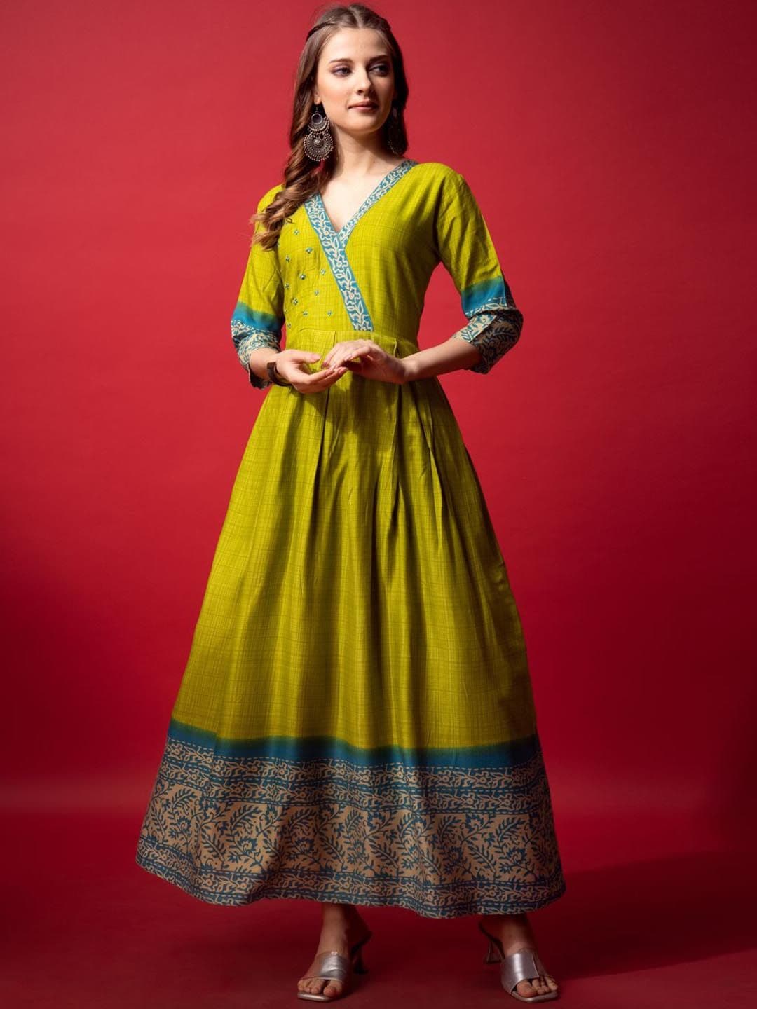 ARADHNA Floral Printed Thread Work Anarkali Kurta - view 1