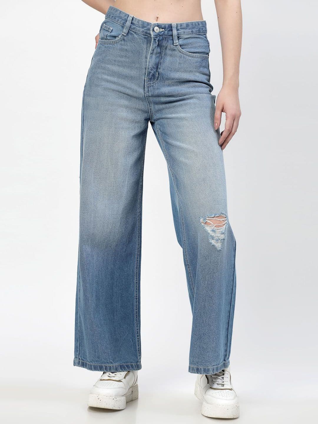 COSMIC Women Pure Cotton Straight Fit Mildly Distressed Jeans - view 1