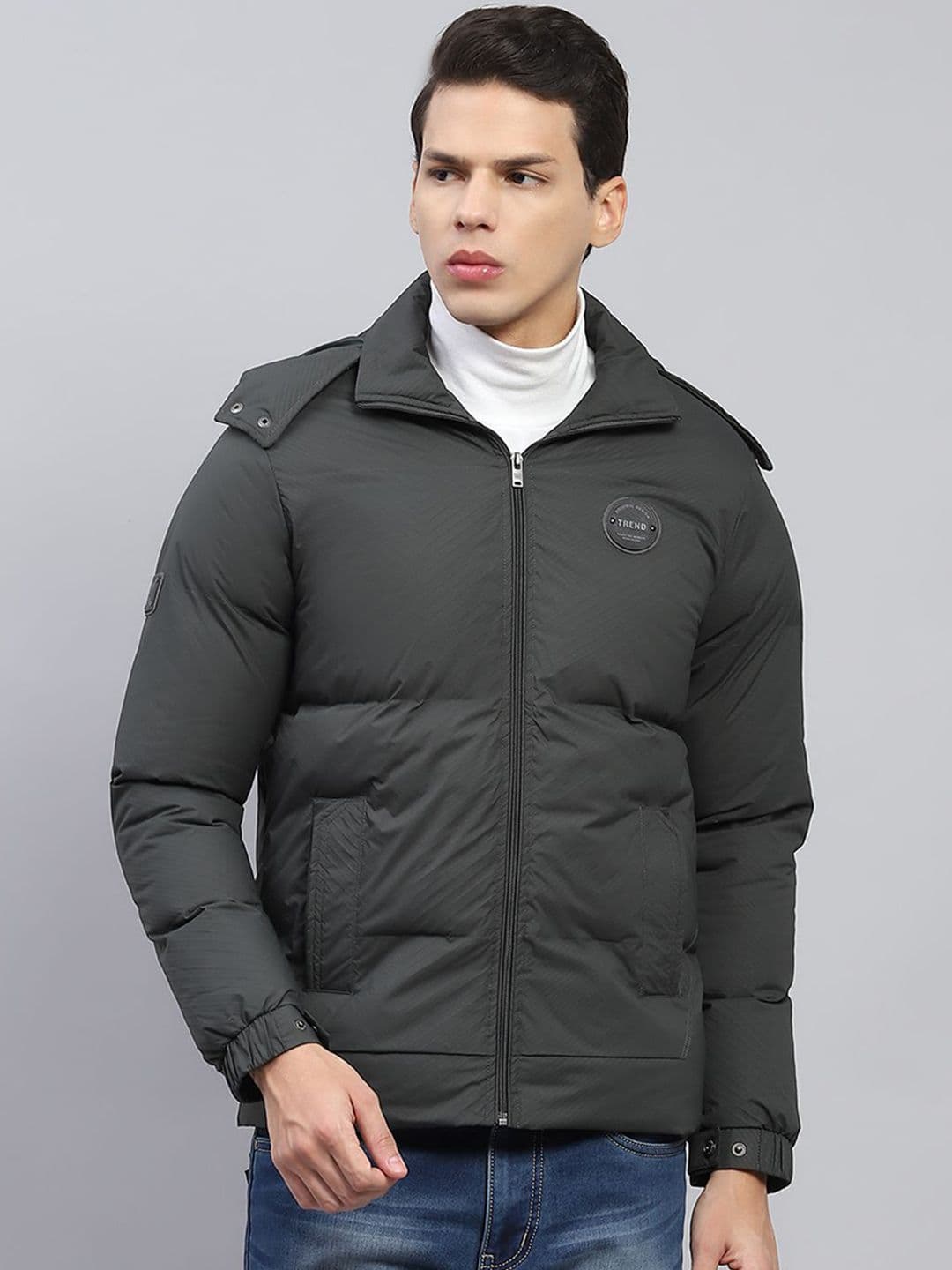 Monte Carlo Men Hooded Solid Casual Lightweight Padded Jacket - view 1