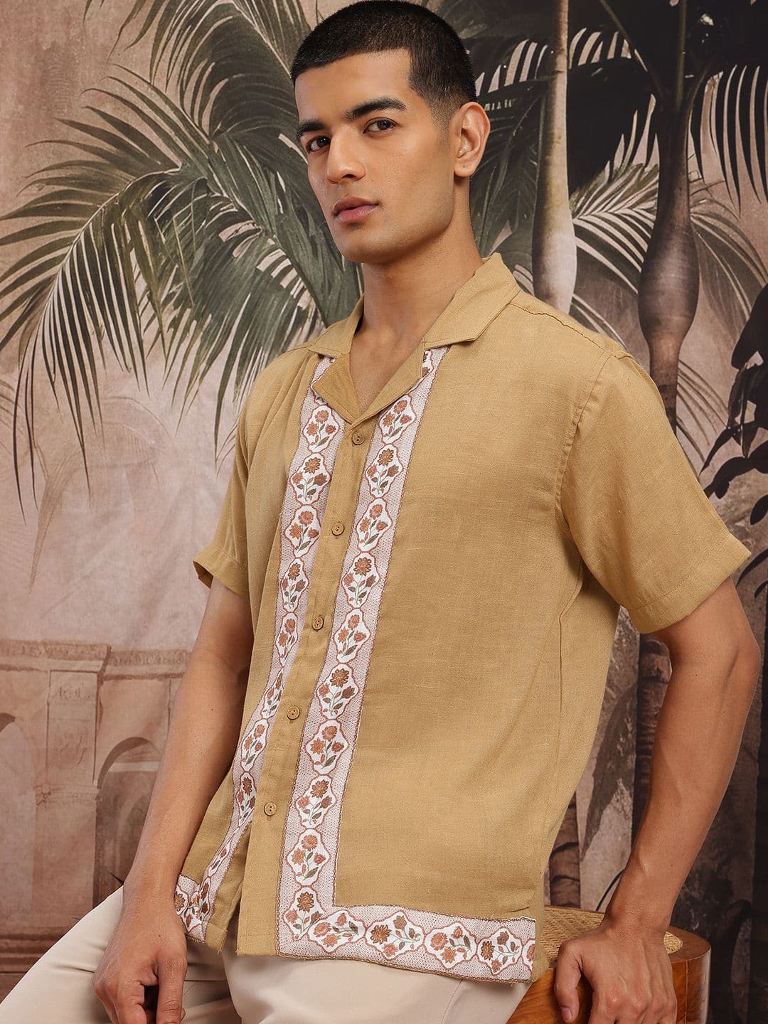 Sangria Printed Detail Ethnic Shirt - view 1