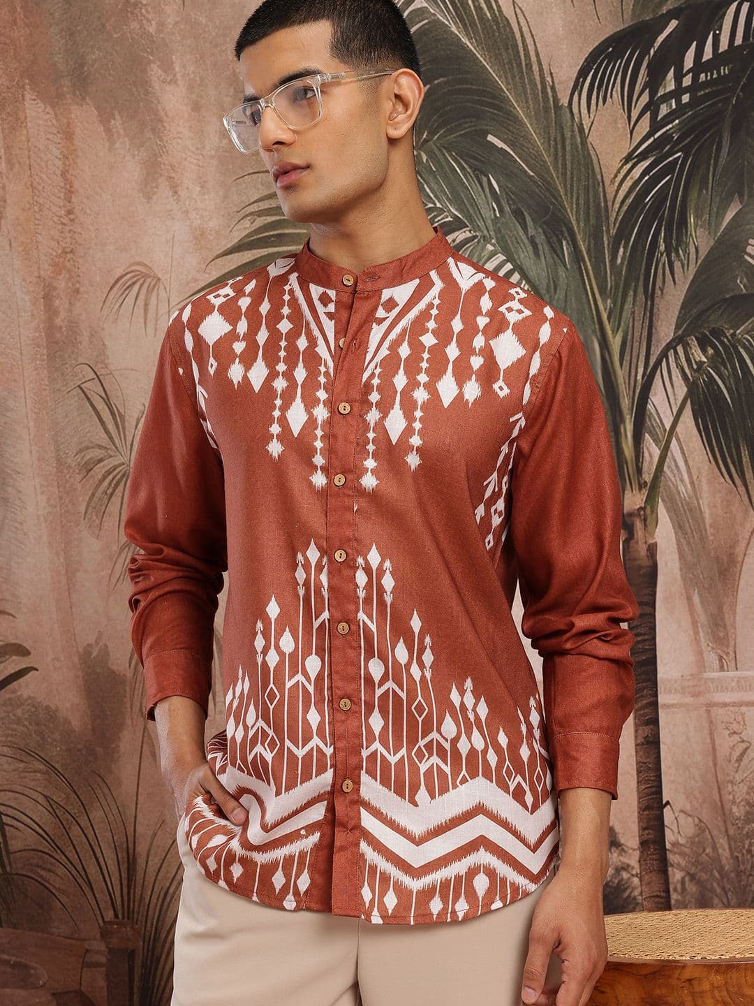 Sangria Printed Ethnic Shirt - view 1
