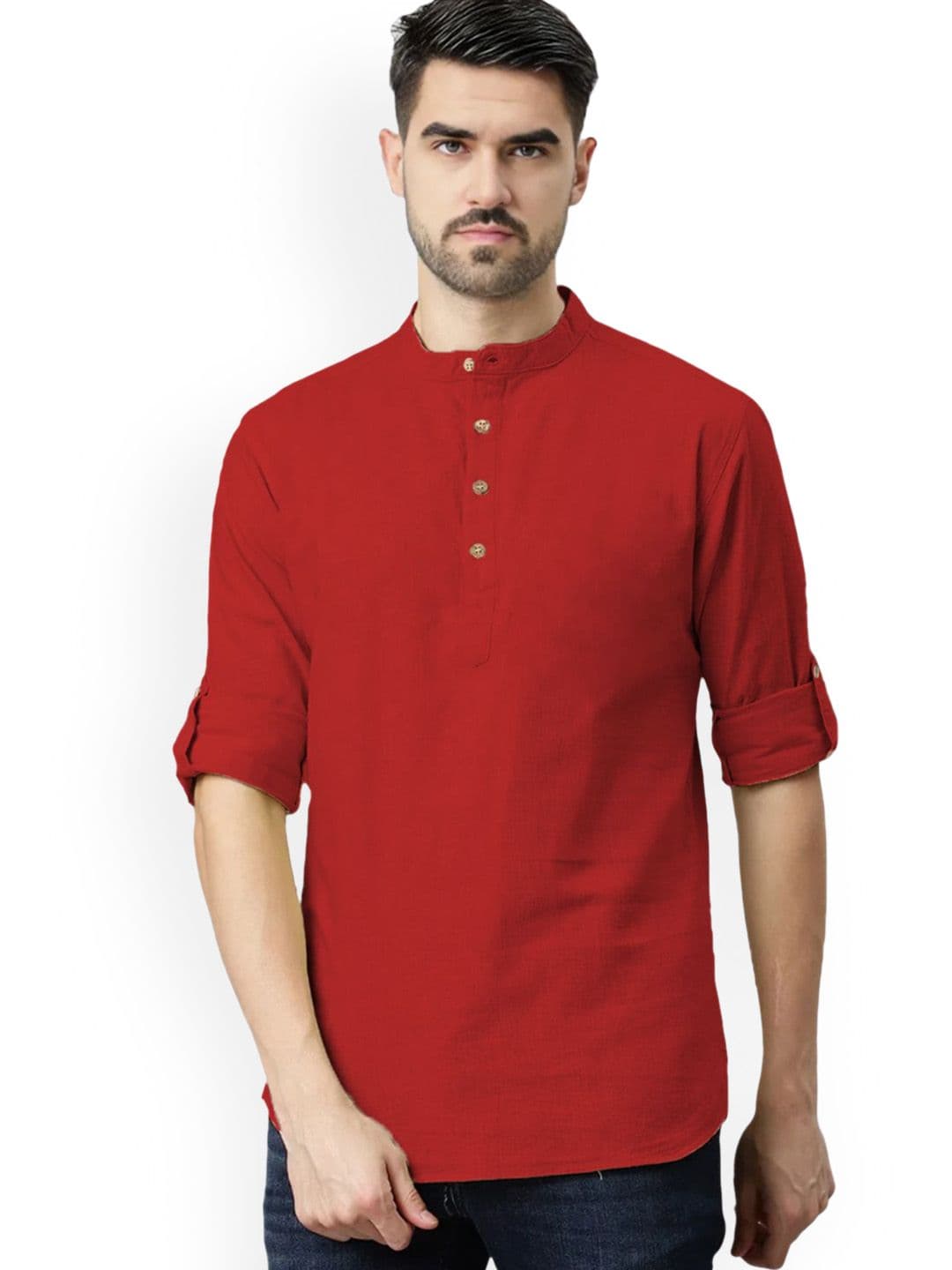 Vida Loca Mandarin Collar Pure Cotton Straight Kurta - view 1