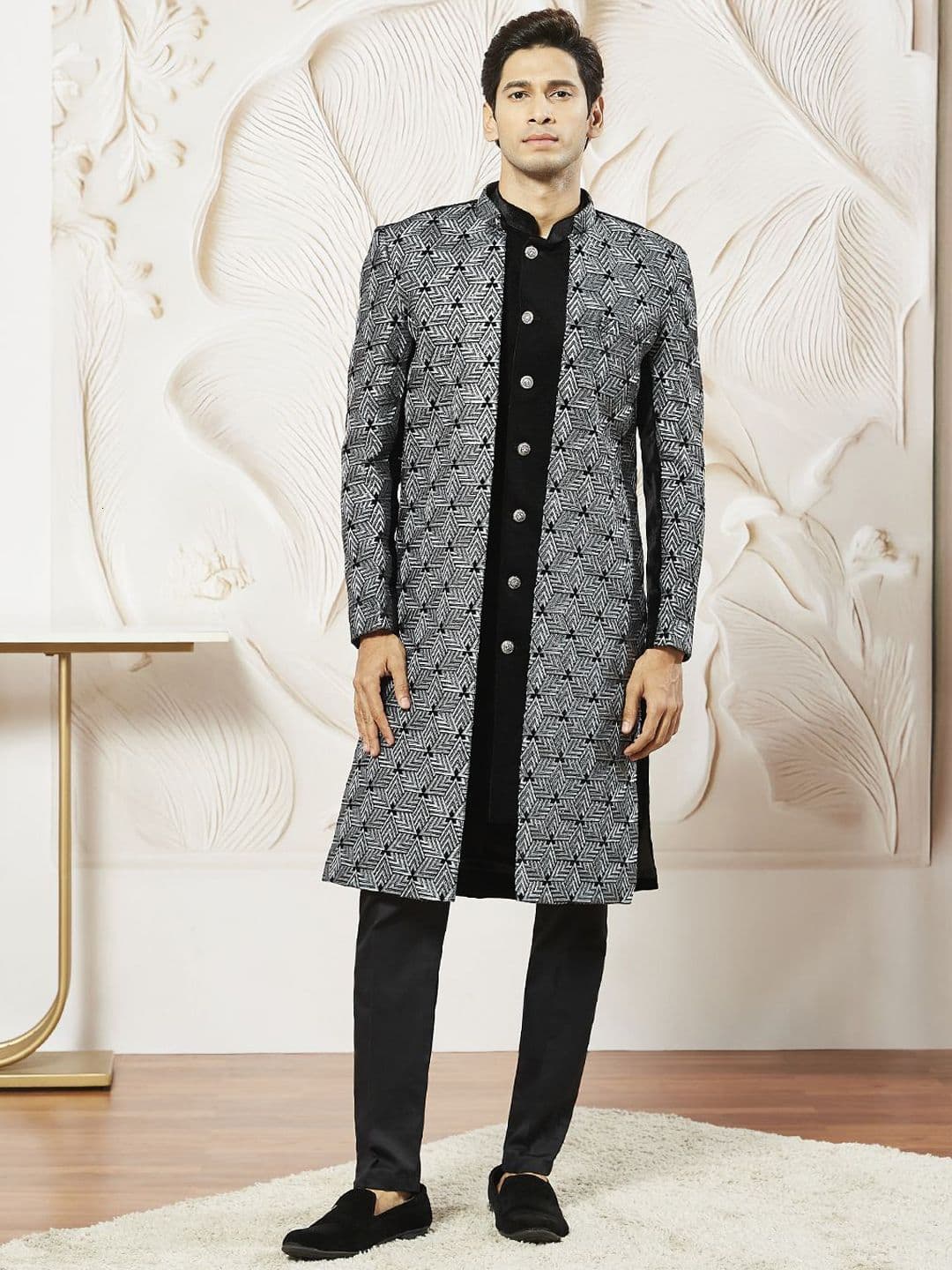 VASTRAMAY Embroidered Indo Western Sherwani Set - view 1