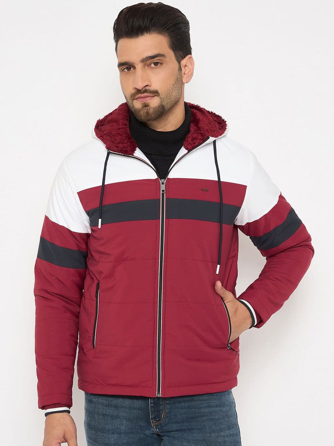 Duke Men Hooded Colourblocked Casual Bomber Jacket - view 1