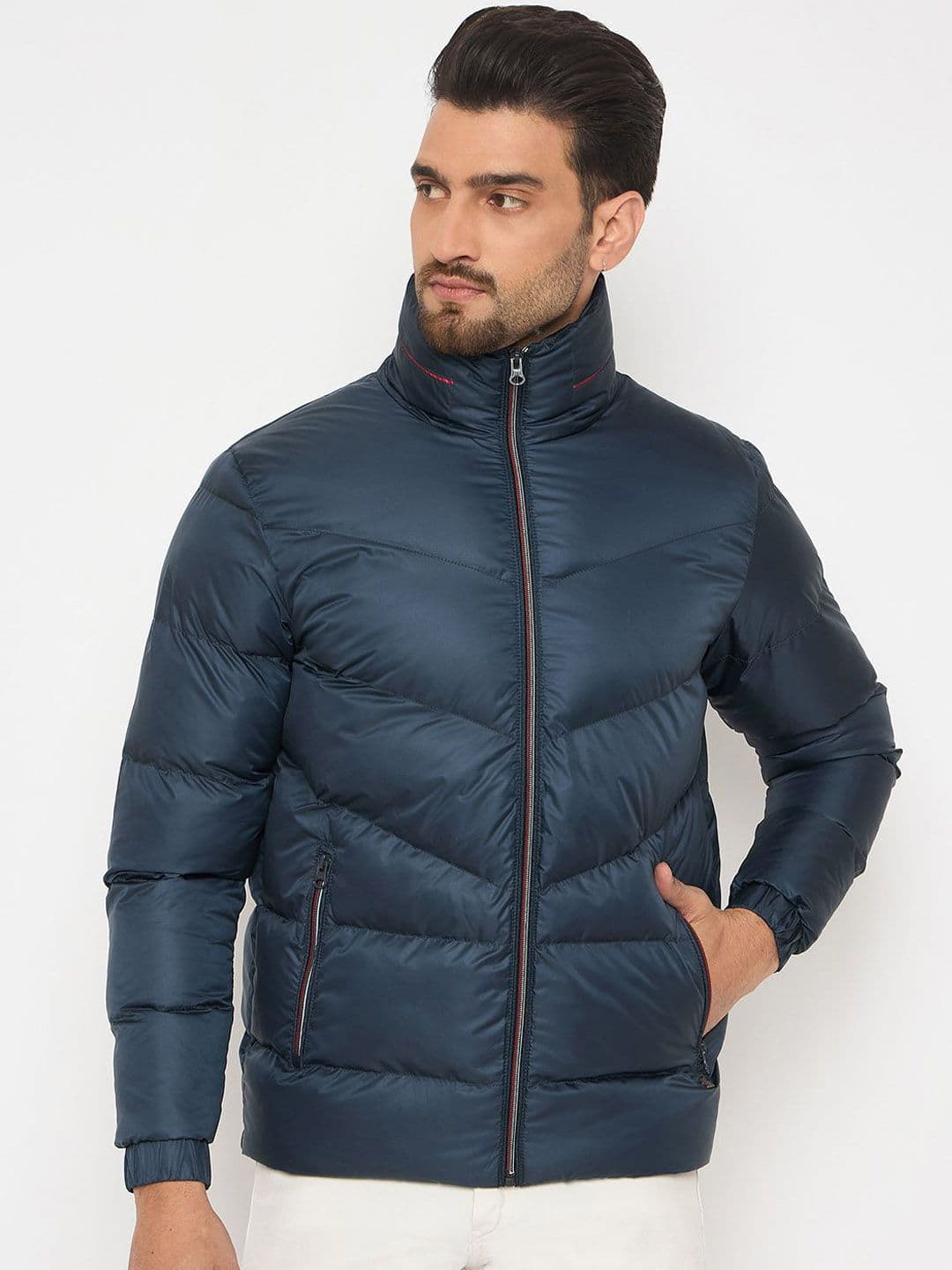 Duke Men Mock Collar Solid Casual Puffer Jacket - view 1