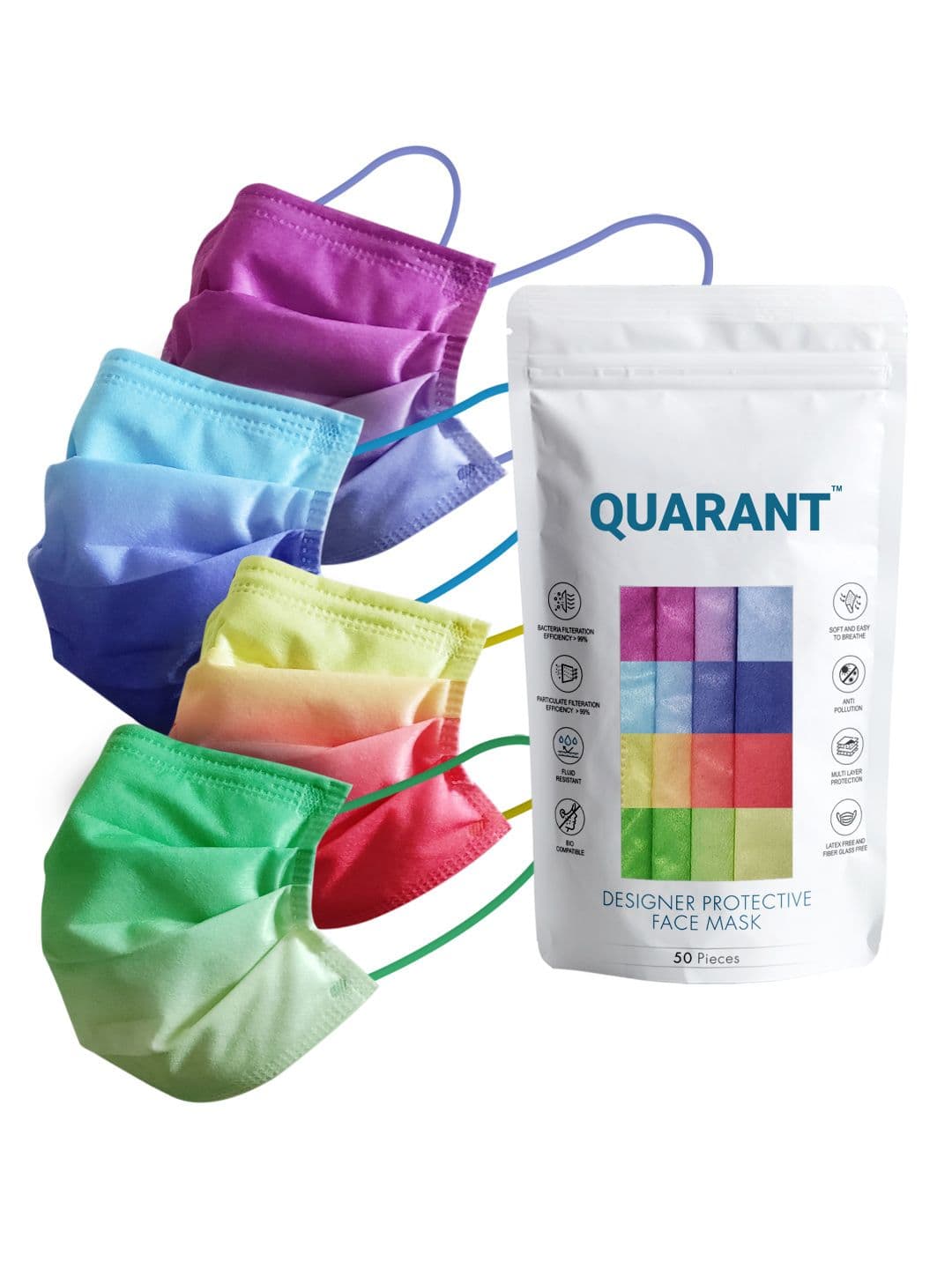 QUARANT Set Of 50 4-Ply Designer Anti Pollution Disposable Outdoor Masks - view 1