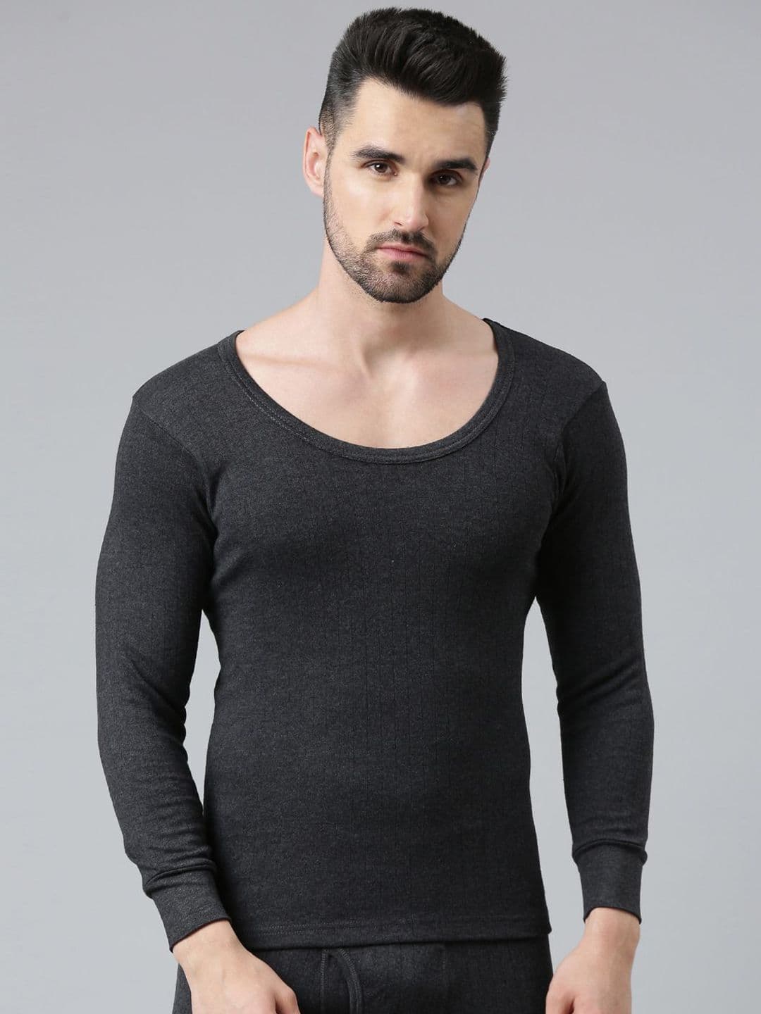 DIXCY SCOTT Men Solid Round Neck Long Sleeves Thermal Top - view 1