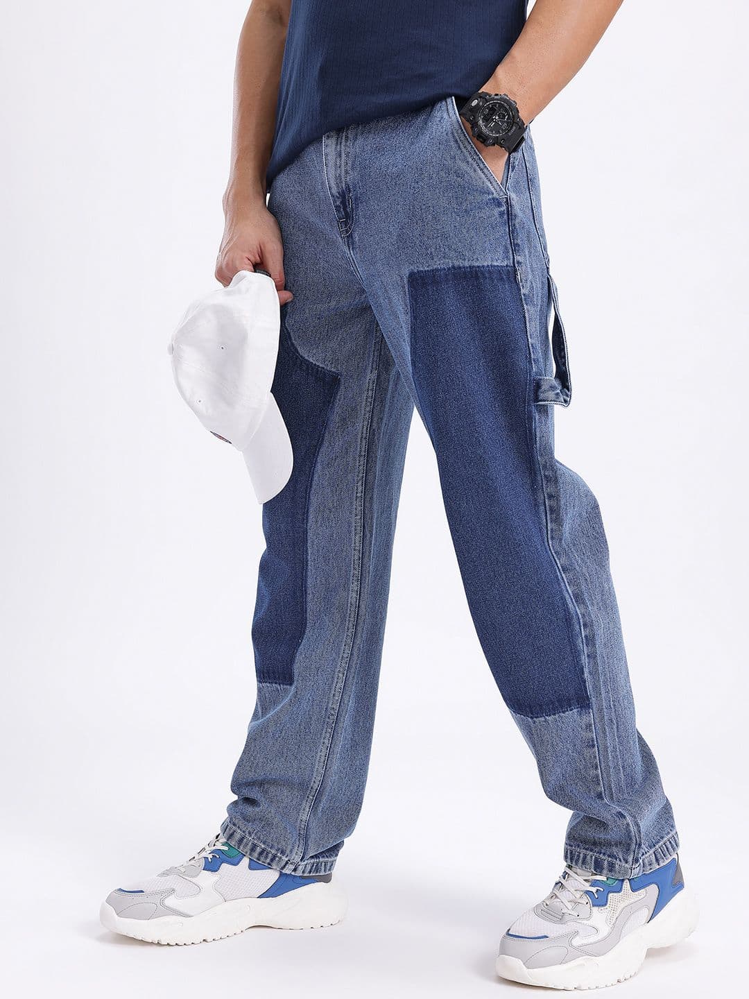 glitchez Men Colorblock Mid-Rise Panelled Straight Fit Jeans - view 1