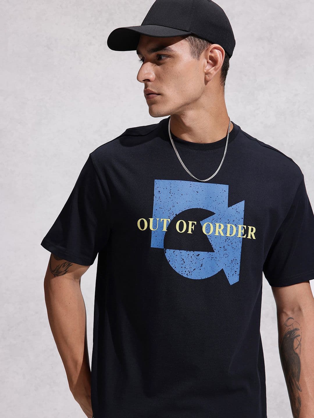 WROGN Oversized Fit Graphic Printed Pure Cotton T-shirt - view 1