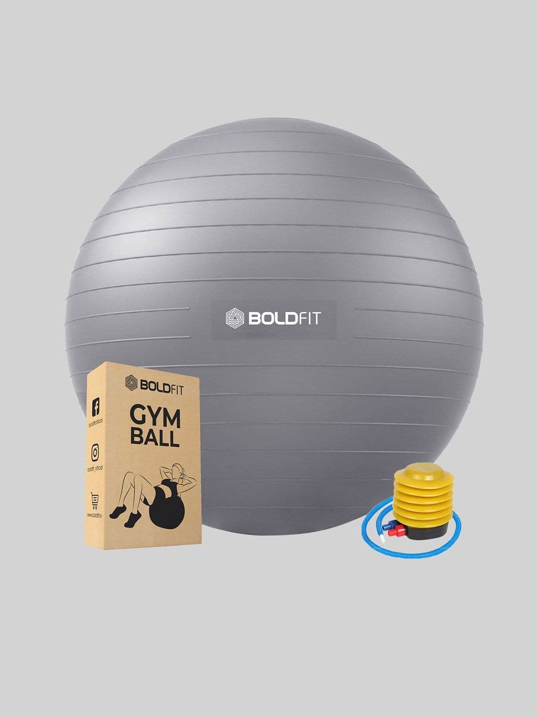 BOLDFIT Unisex Gym Ball 55cm Grey - view 1