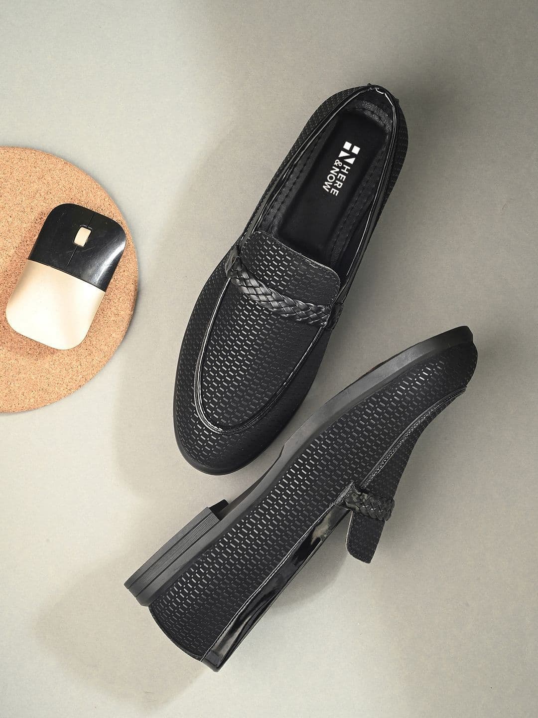 HERE&NOW Men Textured Leather Formal Loafers - view 1