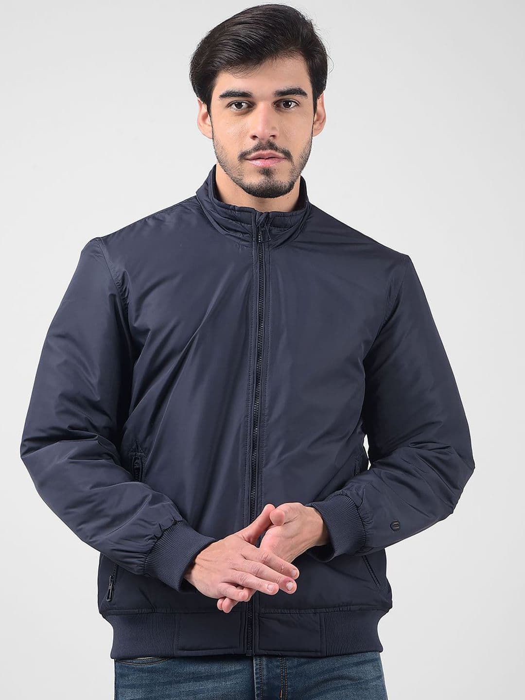Numero Uno Men Mock Collar Solid Casual Lightweight Bomber Jacket - view 1