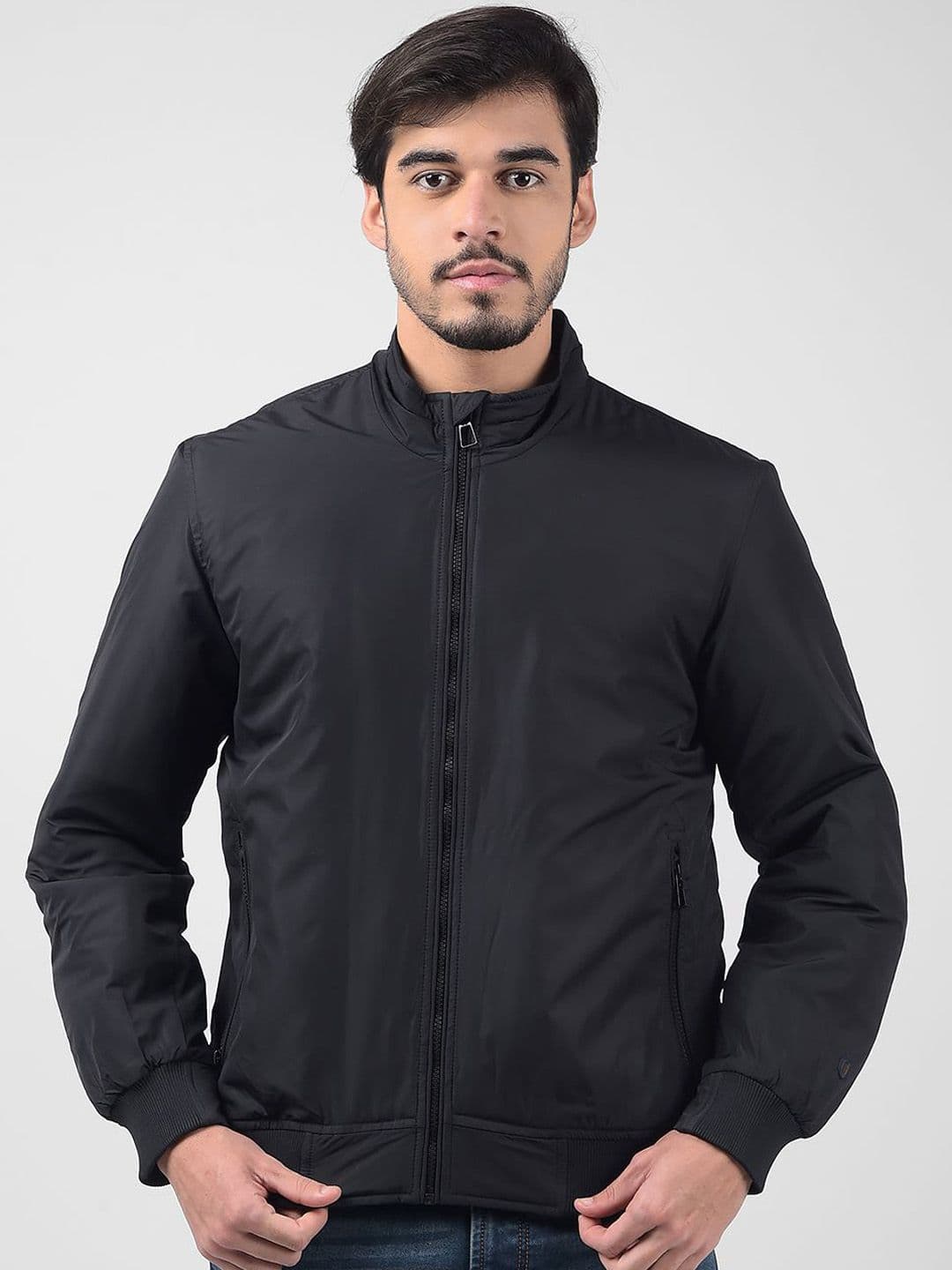 Numero Uno Men Mock Collar Solid Casual Lightweight Bomber Jacket - view 1