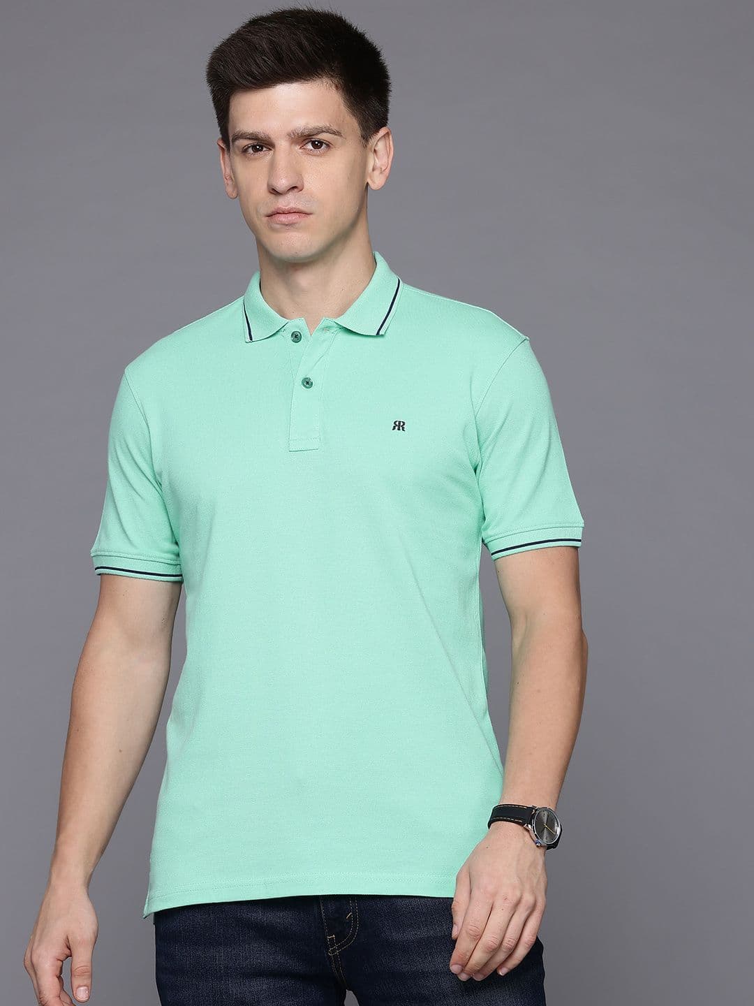 Raymond Men Polo Collar Pure Cotton T-shirt - view 1