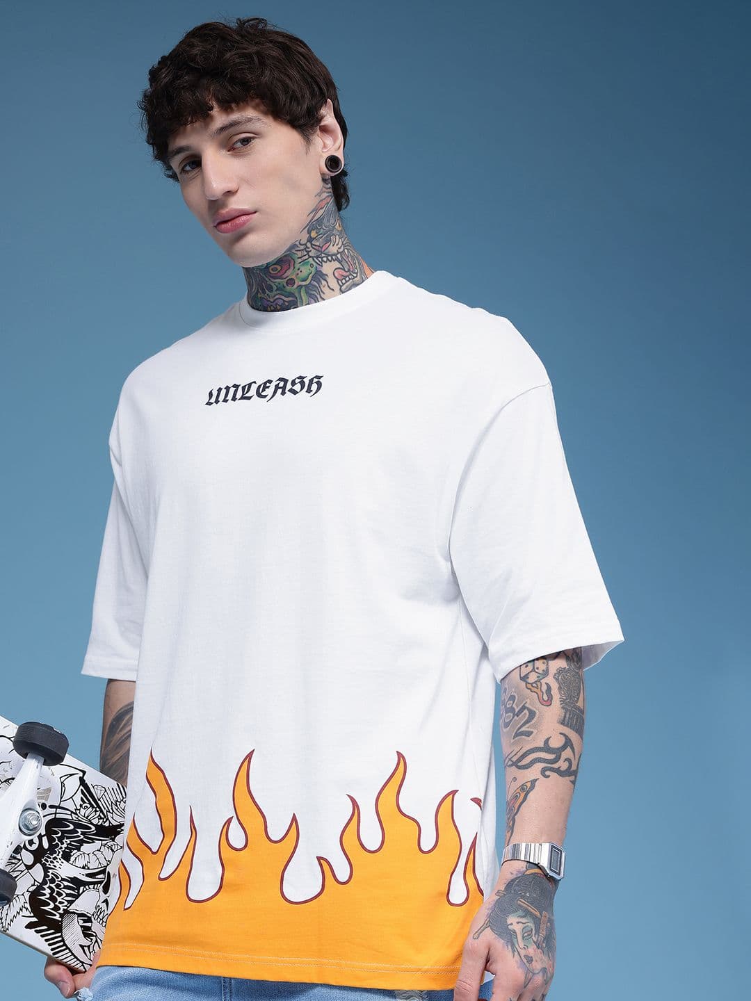 HERE&NOW Graphic Printed Pure Cotton Oversized T-shirt - view 1