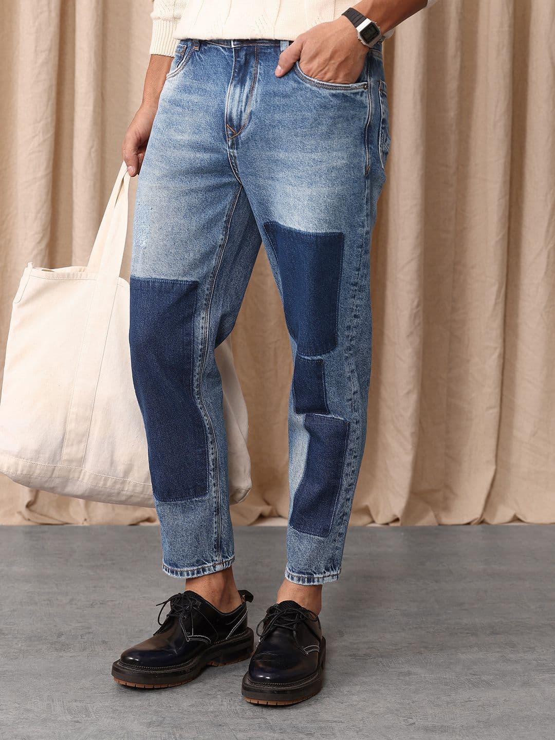 Mr Bowerbird Men Tapered Cropped Heavy Fade Stretchable Jeans - view 1