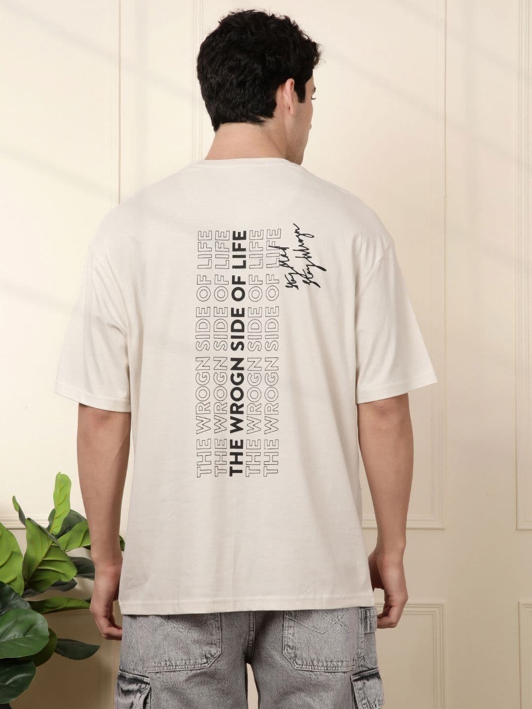 WROGN Men Typography Printed Round Neck Cotton Relaxed Fit T-shirt - view 1