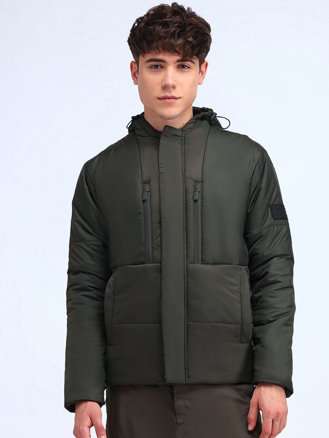 Flying Machine Men Hooded Solid Casual Padded Jacket - view 1