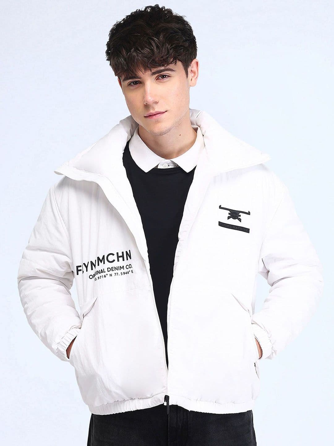 Flying Machine Men Mock Collar Typography Printed Casual Padded Jacket - view 1