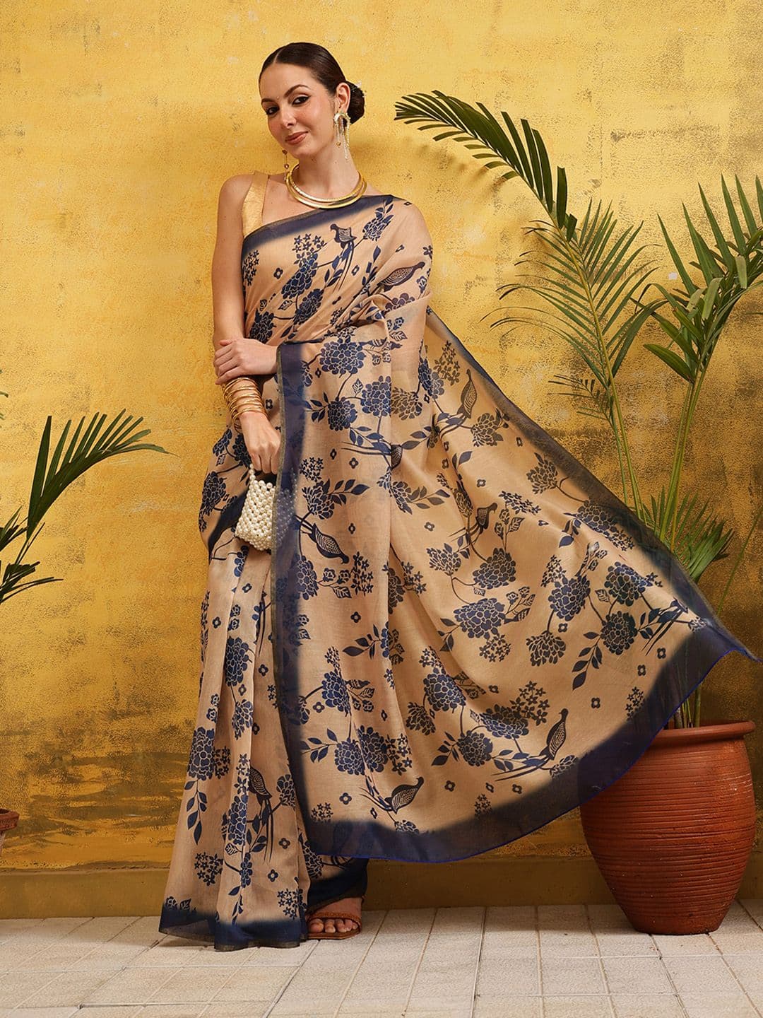 Silk Land Floral Printed Ready to Wear Saree - view 1