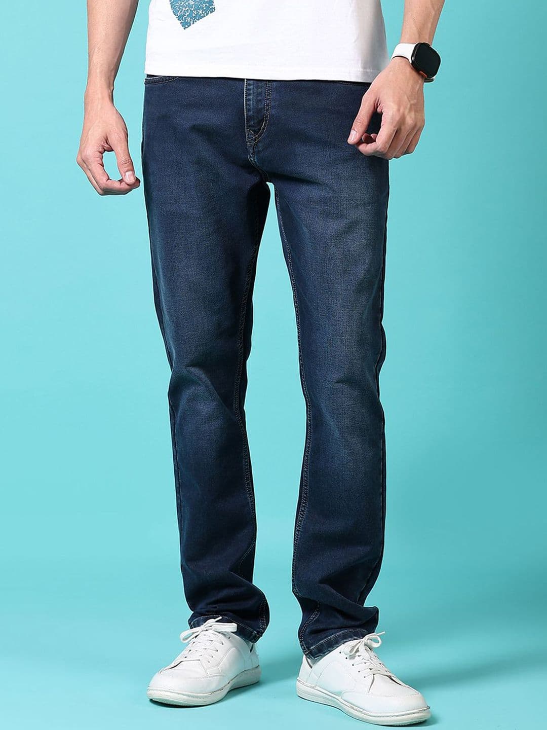 V-Mart Men Regular Fit Mid-Rise Light Fade Cotton Jeans - view 1