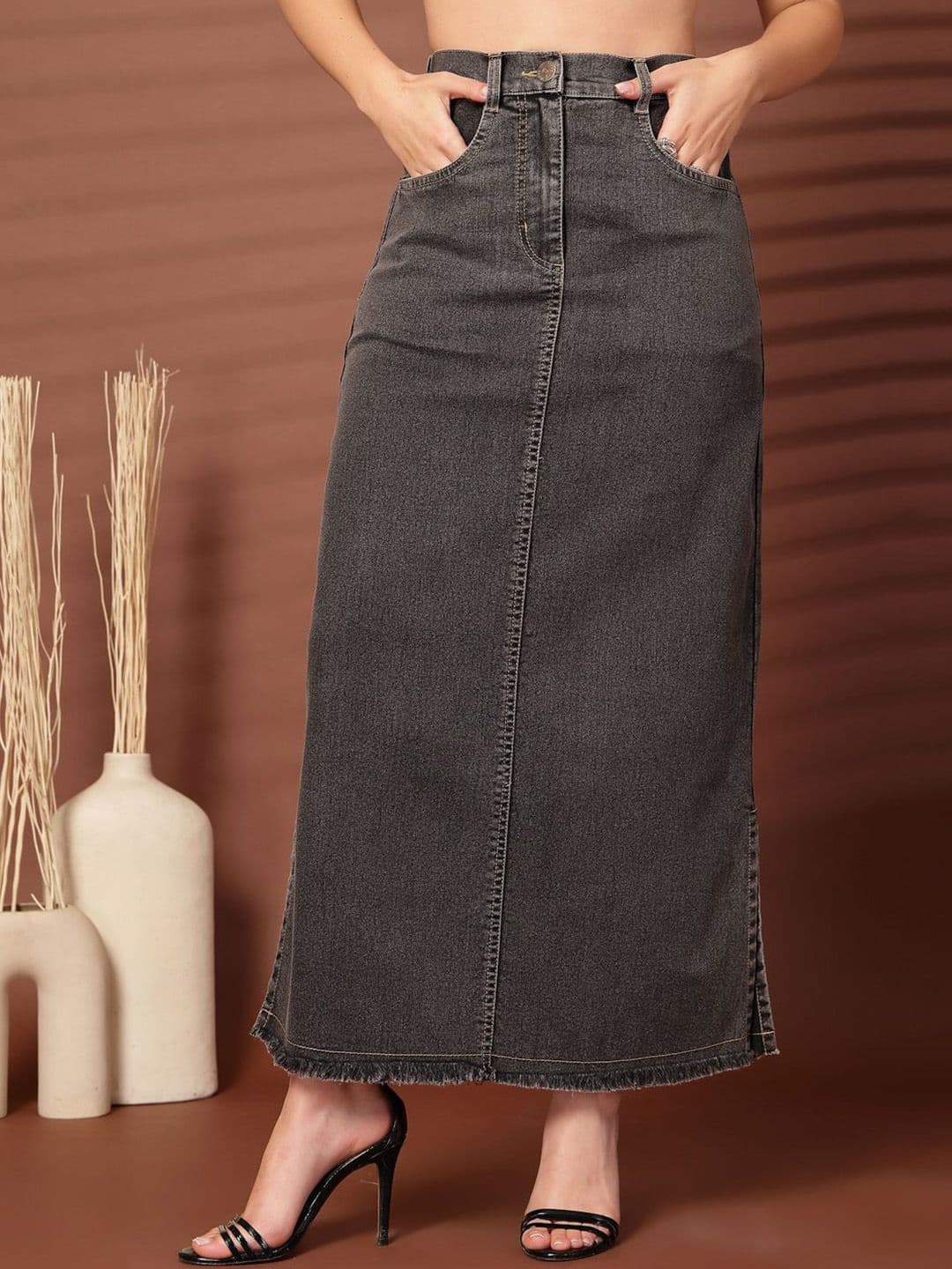 plusS Women Denim A-Line Maxi Skirts - view 1