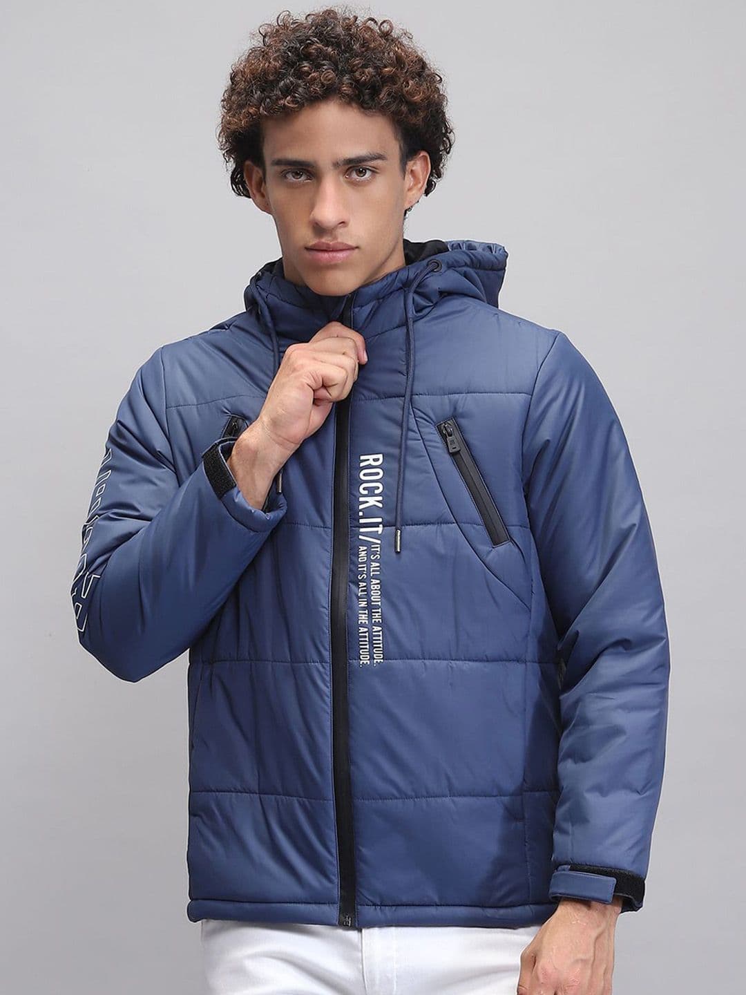 rock.it Men Hooded Typography Printed Casual Lightweight Padded Jacket - view 1