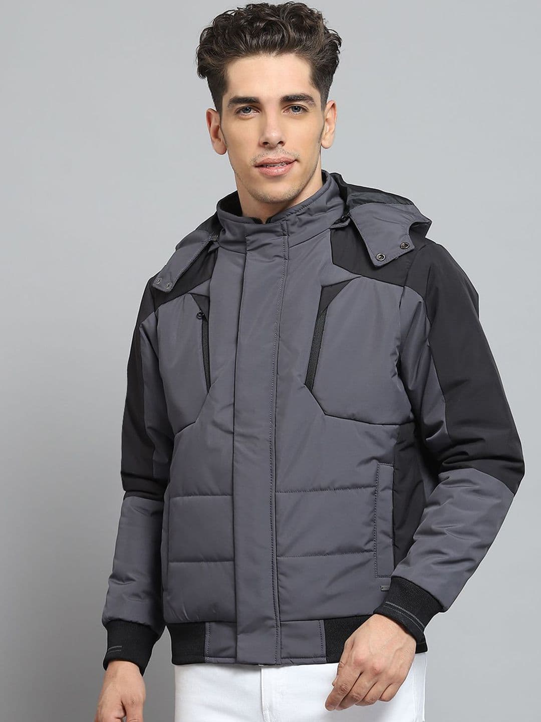 Monte Carlo Men Hooded Colourblocked Casual Lightweight Padded Jacket - view 1