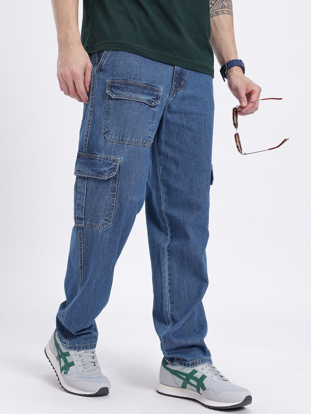 glitchez Men Straight Fit Cargo Style Jeans