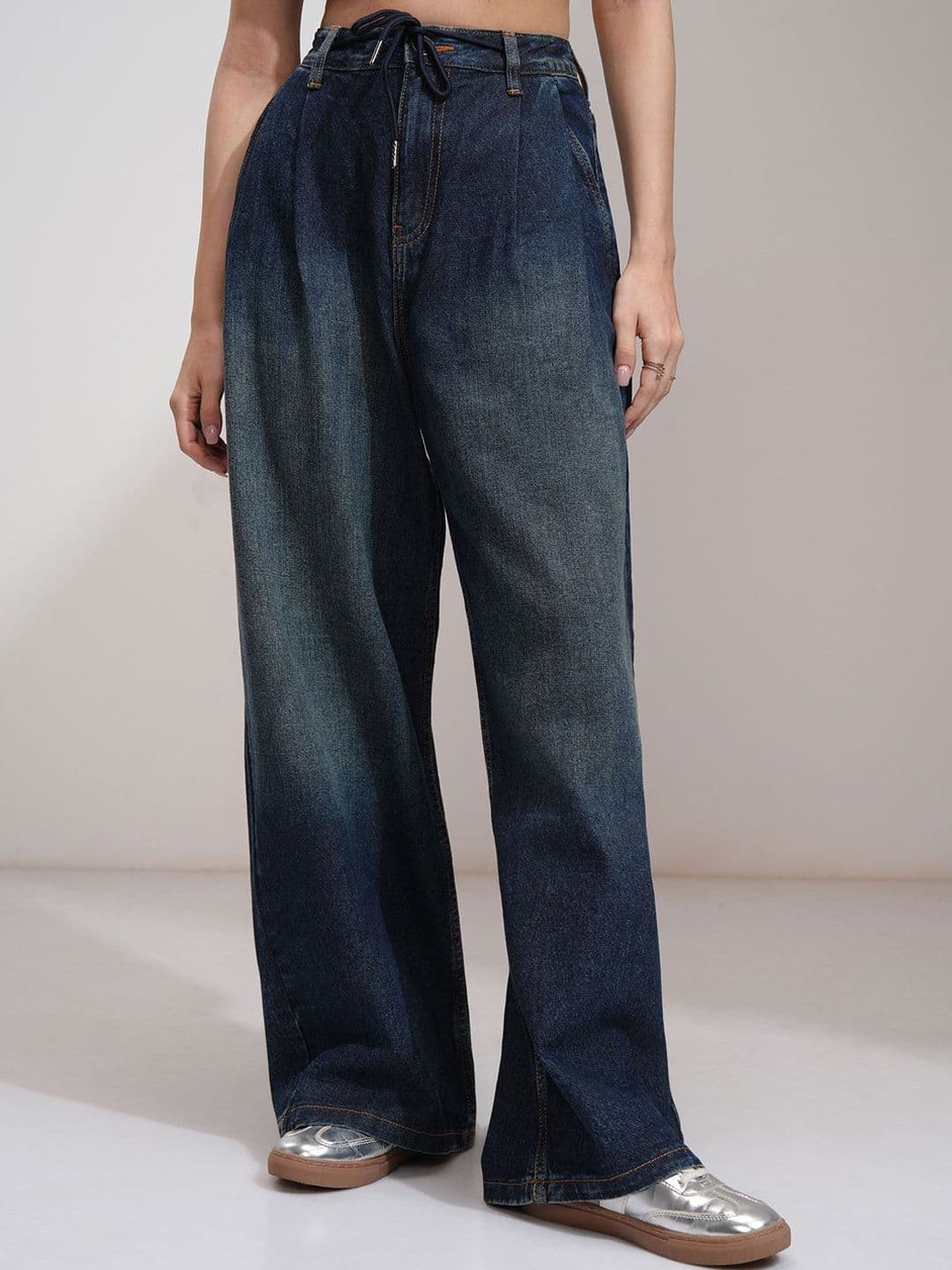 Tokyo Talkies Women Pleated Baggy Fit Jeans - view 1