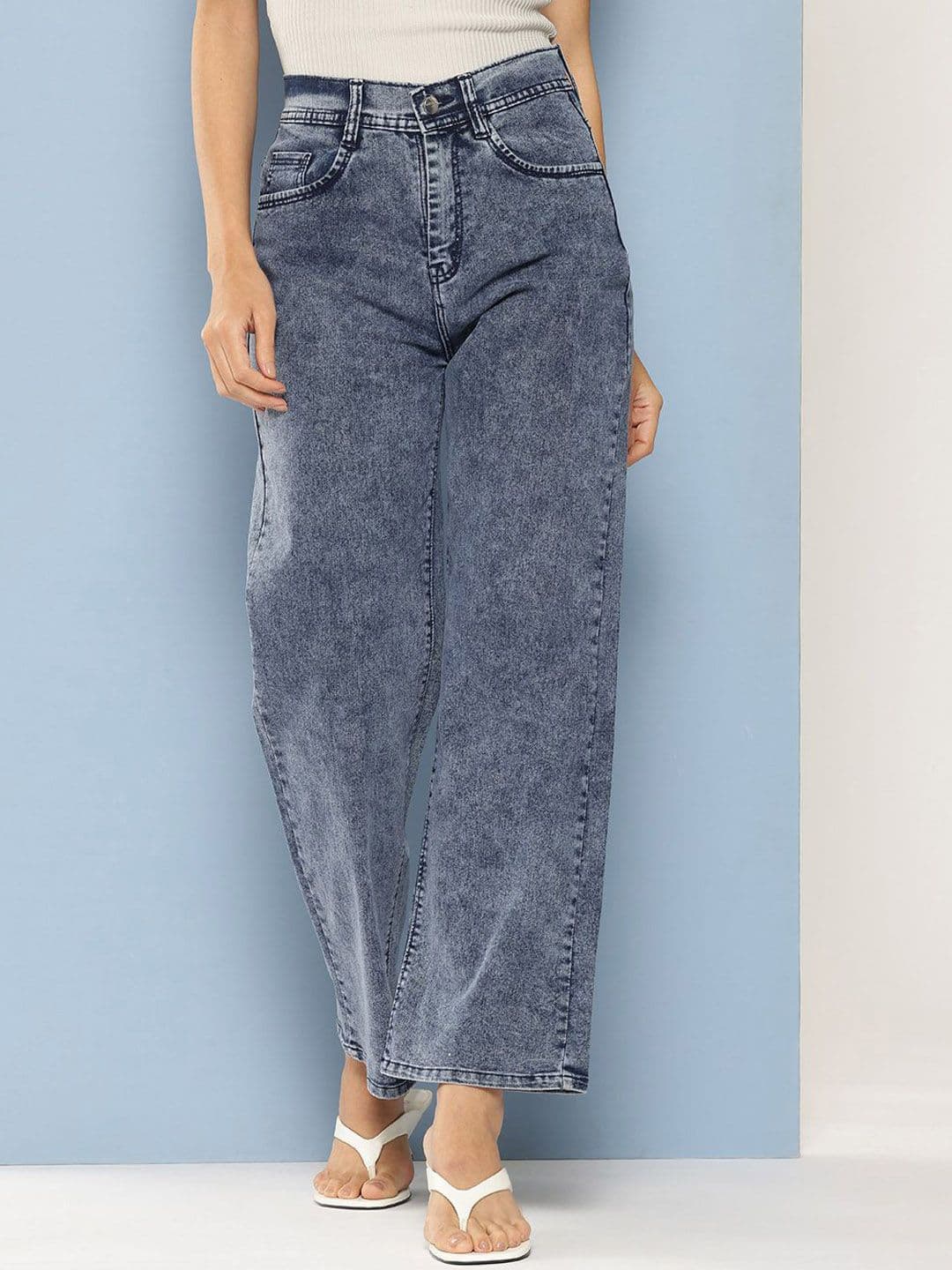 The Roadster Lifestyle Co Flared Fit Cotton Denim Jeans - view 1