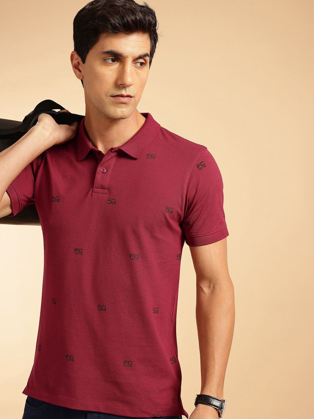 French Connection Brand Logo Printed Polo Collar T-shirt - view 1