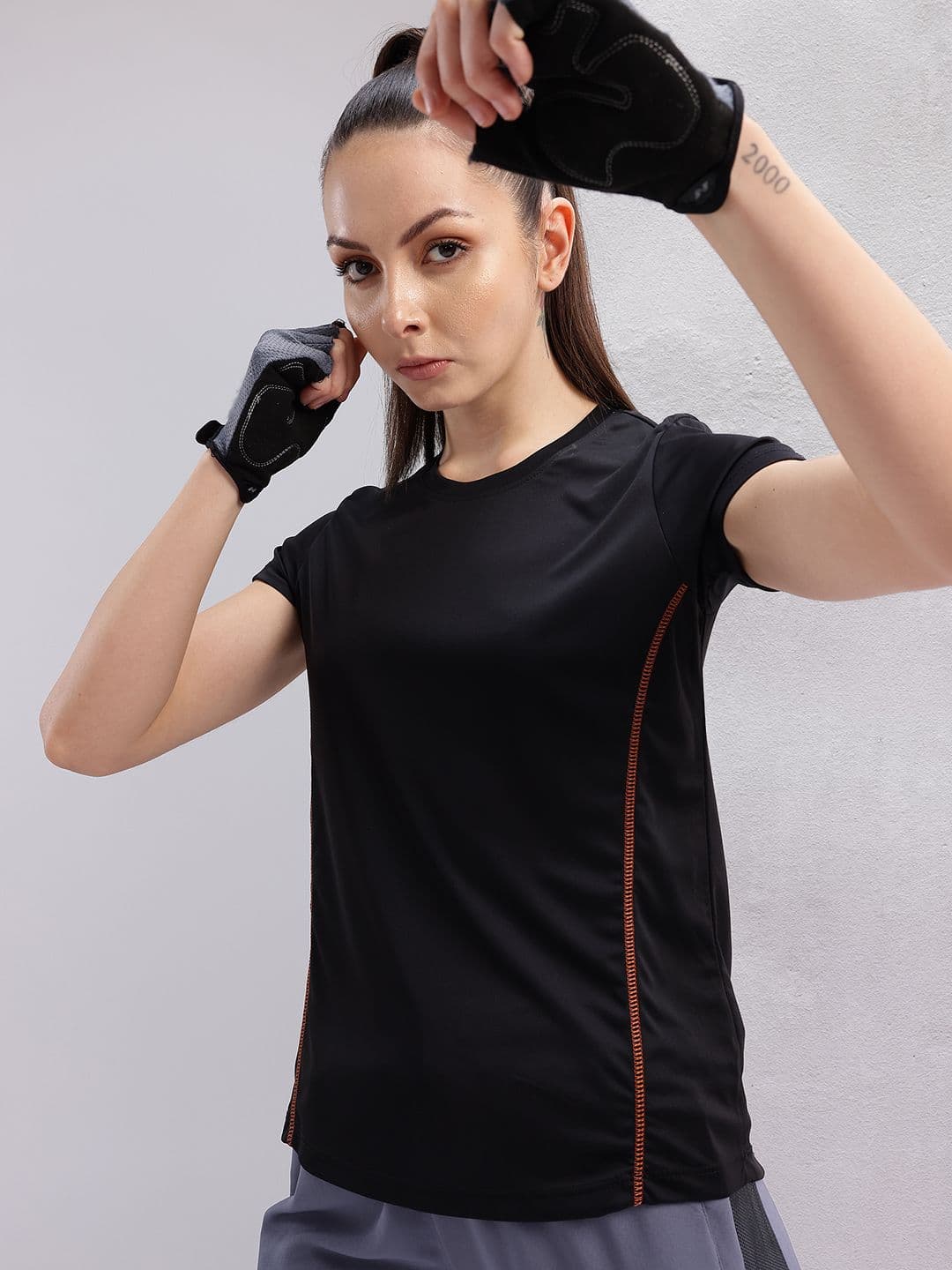 HRX by Hrithik Roshan Contrast Stitch Rapid-Dry Training T-shirt - view 1