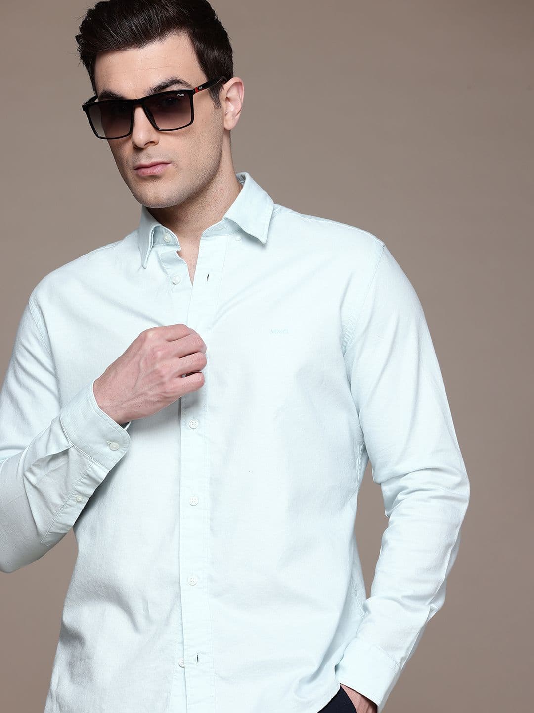 MANGO MAN Pure Cotton Casual Shirt with Embroidered Logo Detail - view 1