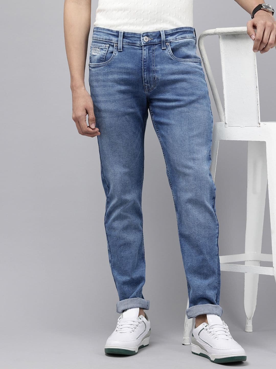 U.S. Polo Assn. Denim Co. Men Brandon Slim Tapered Fit Light Fade Stretchable Jeans