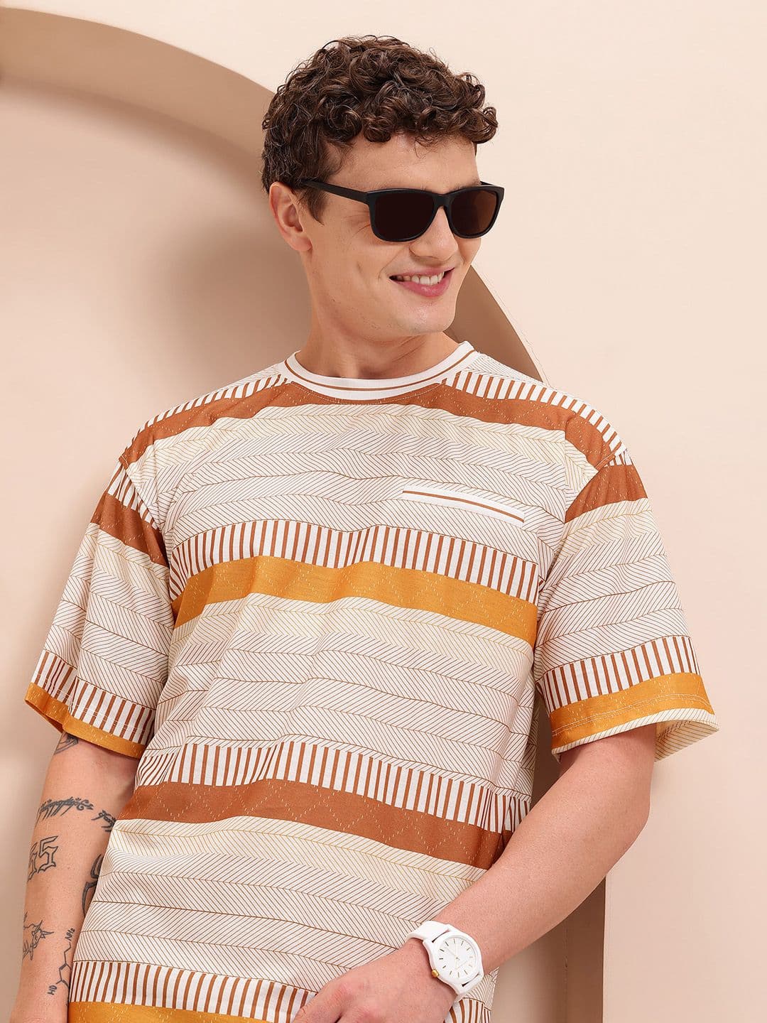 Mast & Harbour Striped Relaxed Fit T-shirt - view 1