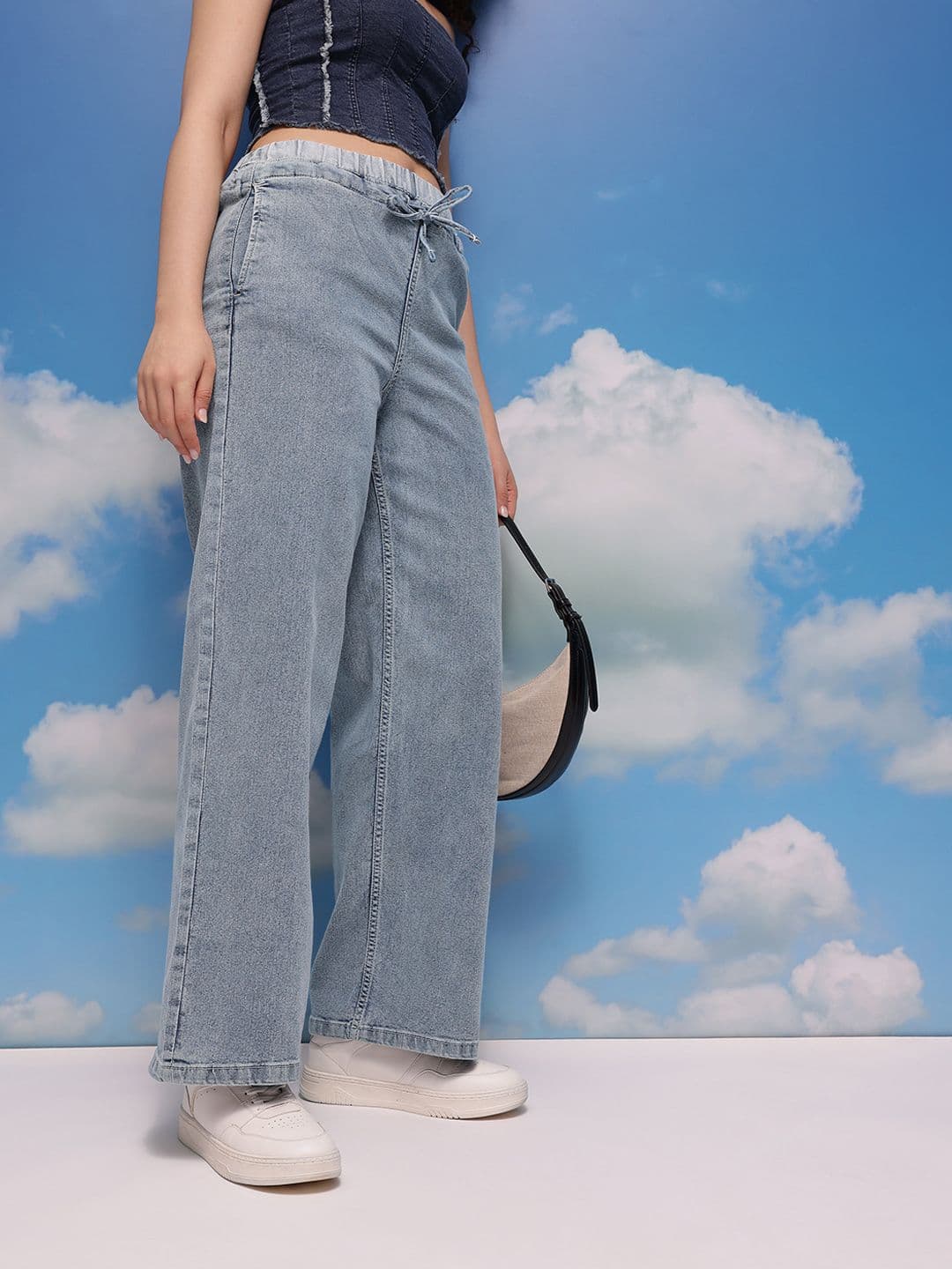 CORSICA Women Wide Leg Mid-Rise Light Fade Stretchable Jeans - view 1
